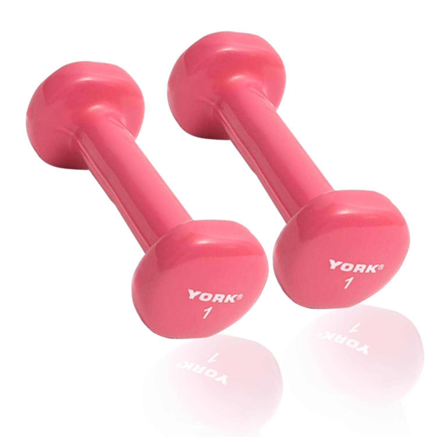 New York Vinyl Coated Fitbell Dumbbell 1LB Pair &ndash; Anti-Roll Pink Dumbbells York Freeweight