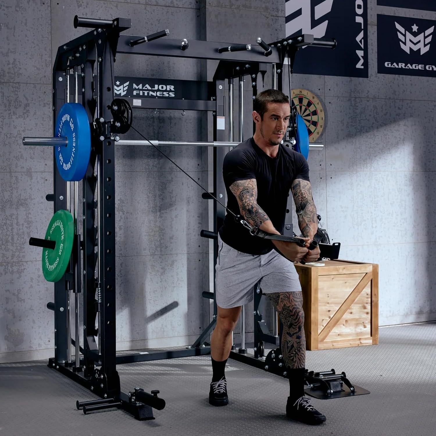 New Major Fitness All-in-One B52 Standard Home Gym Smith Machine | Plate Loaded Functional Trainer | Squat Rack - FREE SHIPPING! Strength System