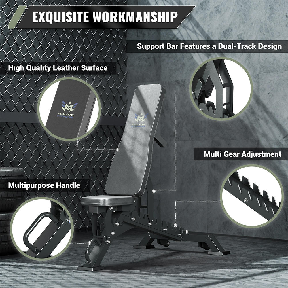New Major Fitness Adjustable Bench | 1300Lbs Capacity Weight Bench PLT01 FREE SHIPPING Strength System