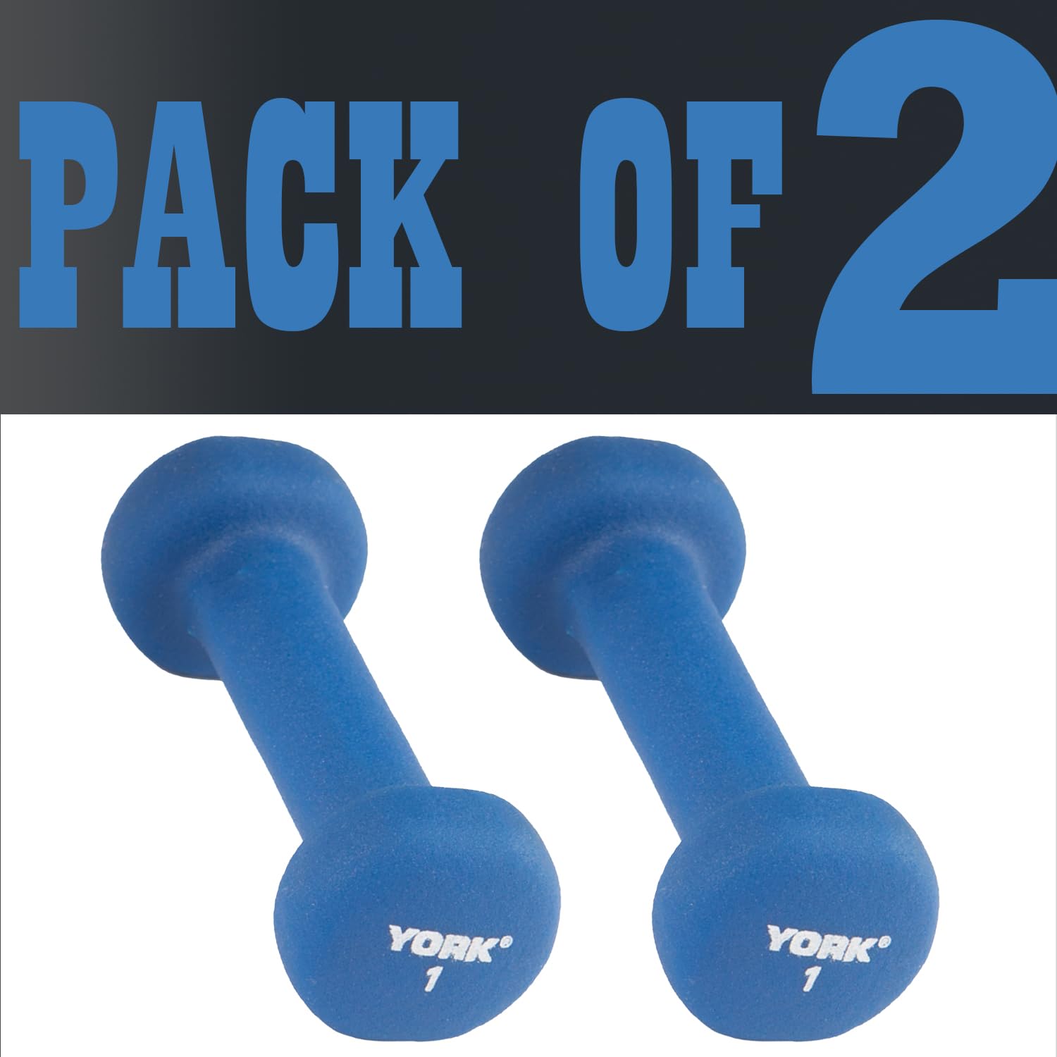New York Barbell 1LB Neoprene Fitbell Dumbbells Pair - Blue York Freeweight