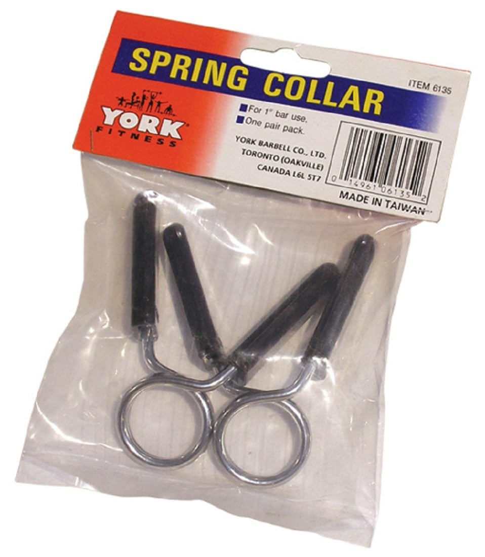 New York 1 Inch Barbell Spring Collars Pair | Chrome Weightlifting Clips York Freeweight