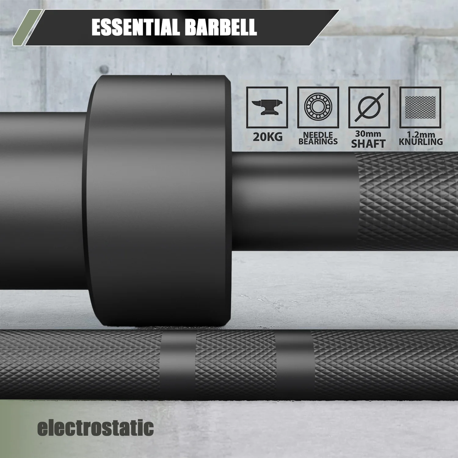 New Major Fitness 7ft 20kg 45LB Home Gym Barbell Black Strength System