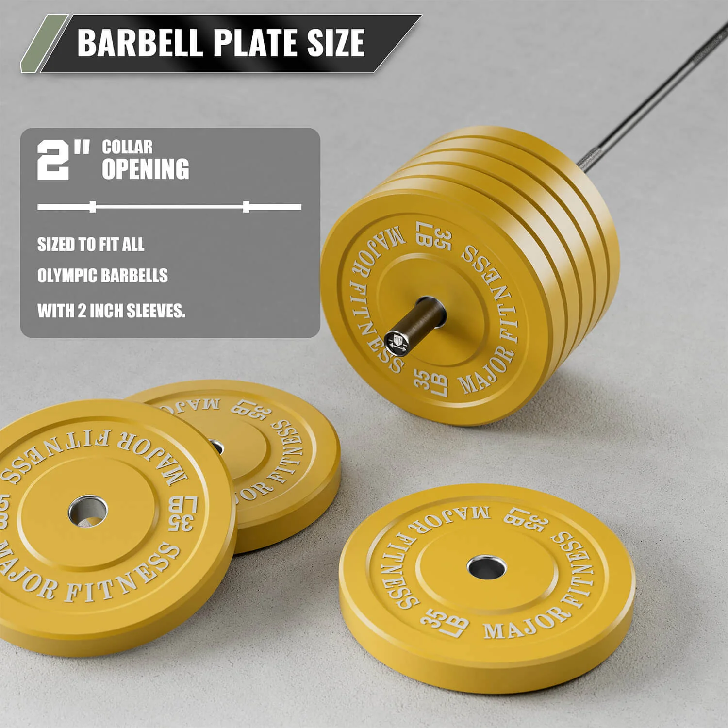 New Major Fitness Low Bounce Bumper Plates Olympic Weight Plates Set 35LB Pair (70 LB Total) Strength System