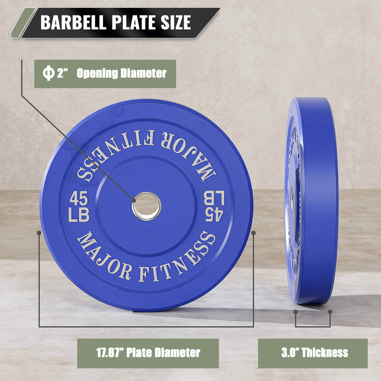 New Major Fitness Low Bounce Bumper Plates Olympic Weight Plates Set Plate Pairs 10 + 25 + 35 + 45 lb &ndash; Multicolor 230LB &ndash; 8 pcs Strength System
