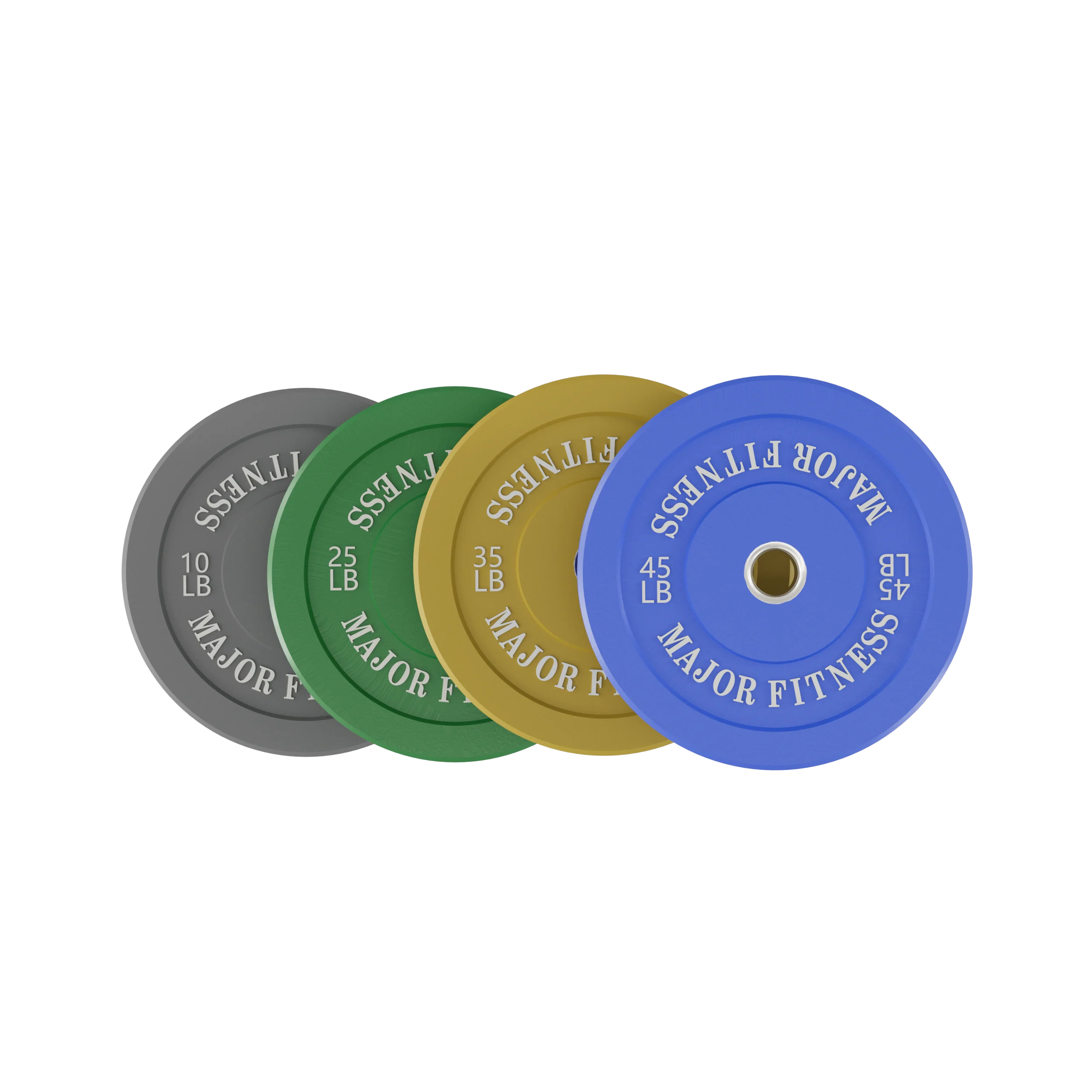 New Major Fitness Low Bounce Bumper Plates Olympic Weight Plates Set Plate Pairs 10 + 25 + 35 + 45 lb &ndash; Multicolor 230LB &ndash; 8 pcs Strength System