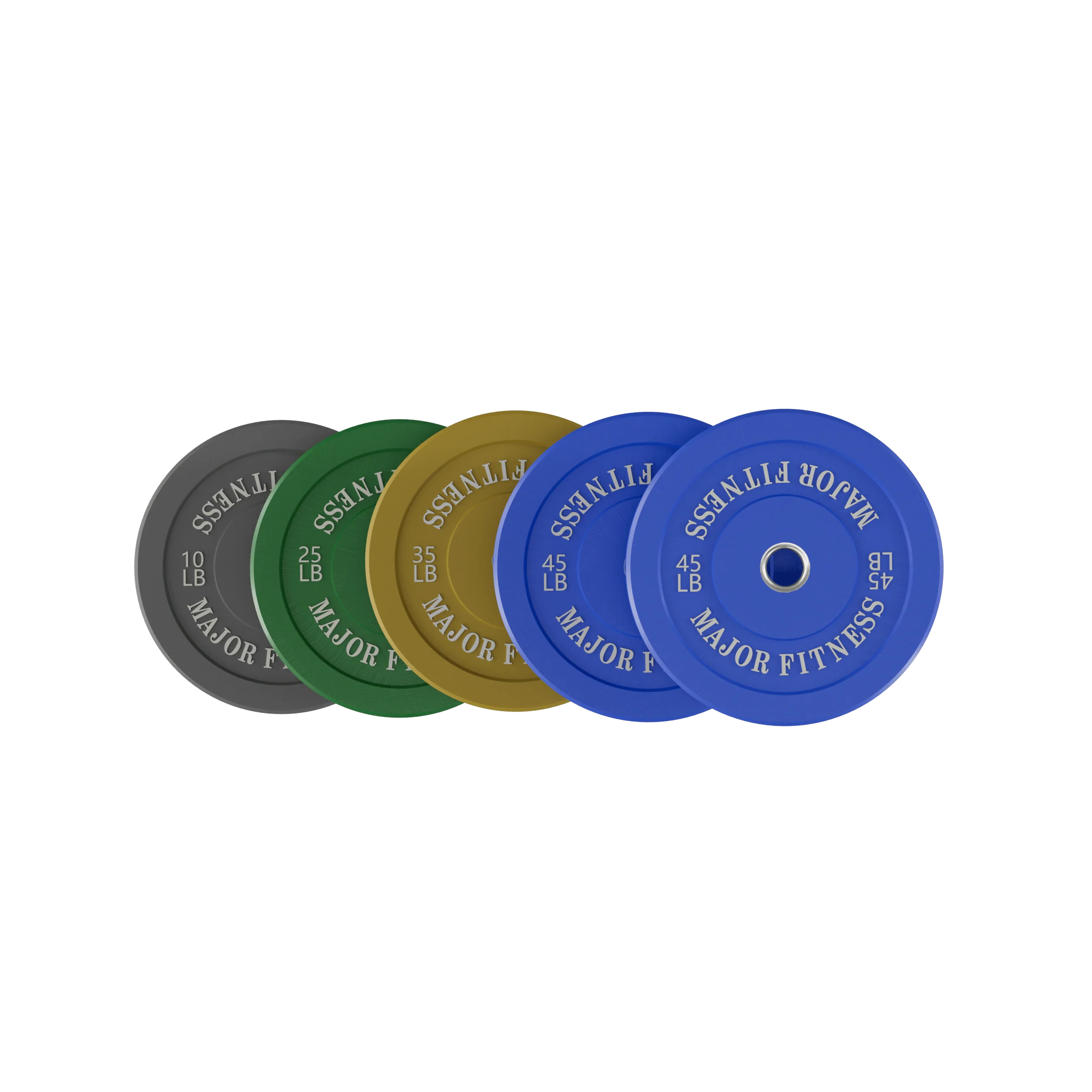 New Major Fitness Low Bounce Bumper Plates Olympic Weight Plates Set Plate Pairs 10 + 25 + 35 + 45 lb (2 pairs)&ndash;  Multicolor 320LB &ndash; 10 pcs Strength System