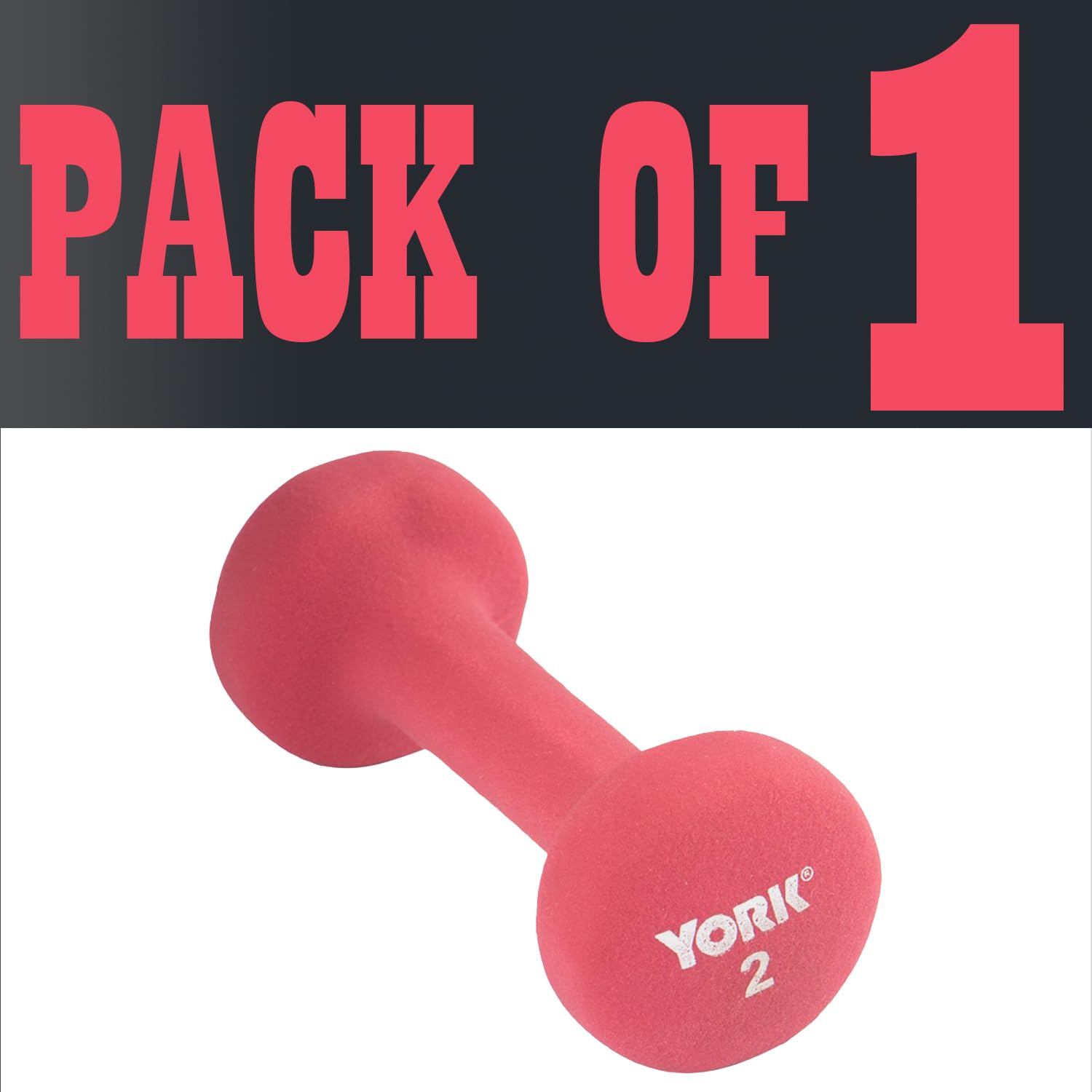 New York Barbell 2lb Neoprene Fitbell Dumbbell (Single) Anti-Roll Anti-Slip Red York Freeweight