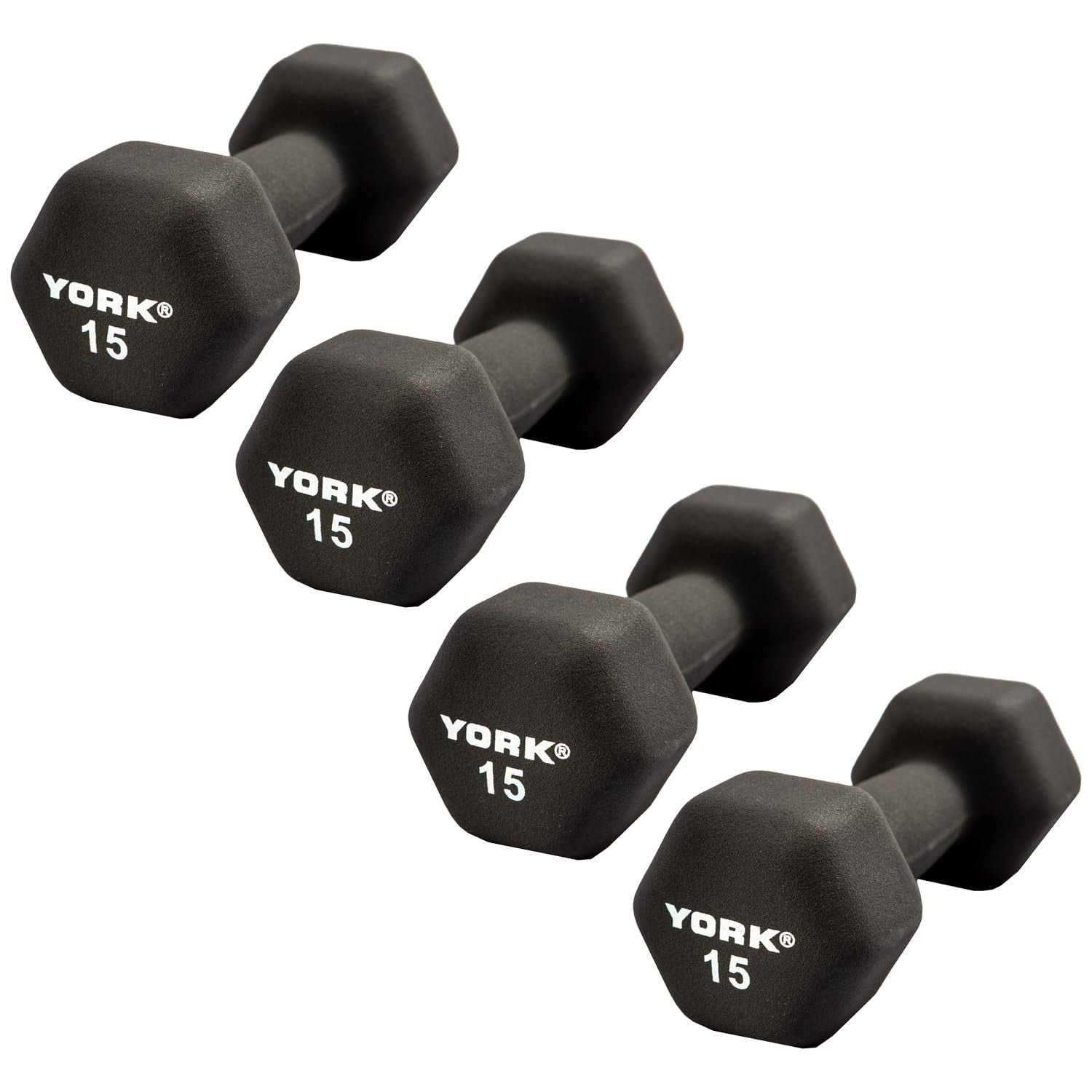 15lb Neoprene Hex Dumbbells (Pack of 4) &ndash; Ergo Cast Handles