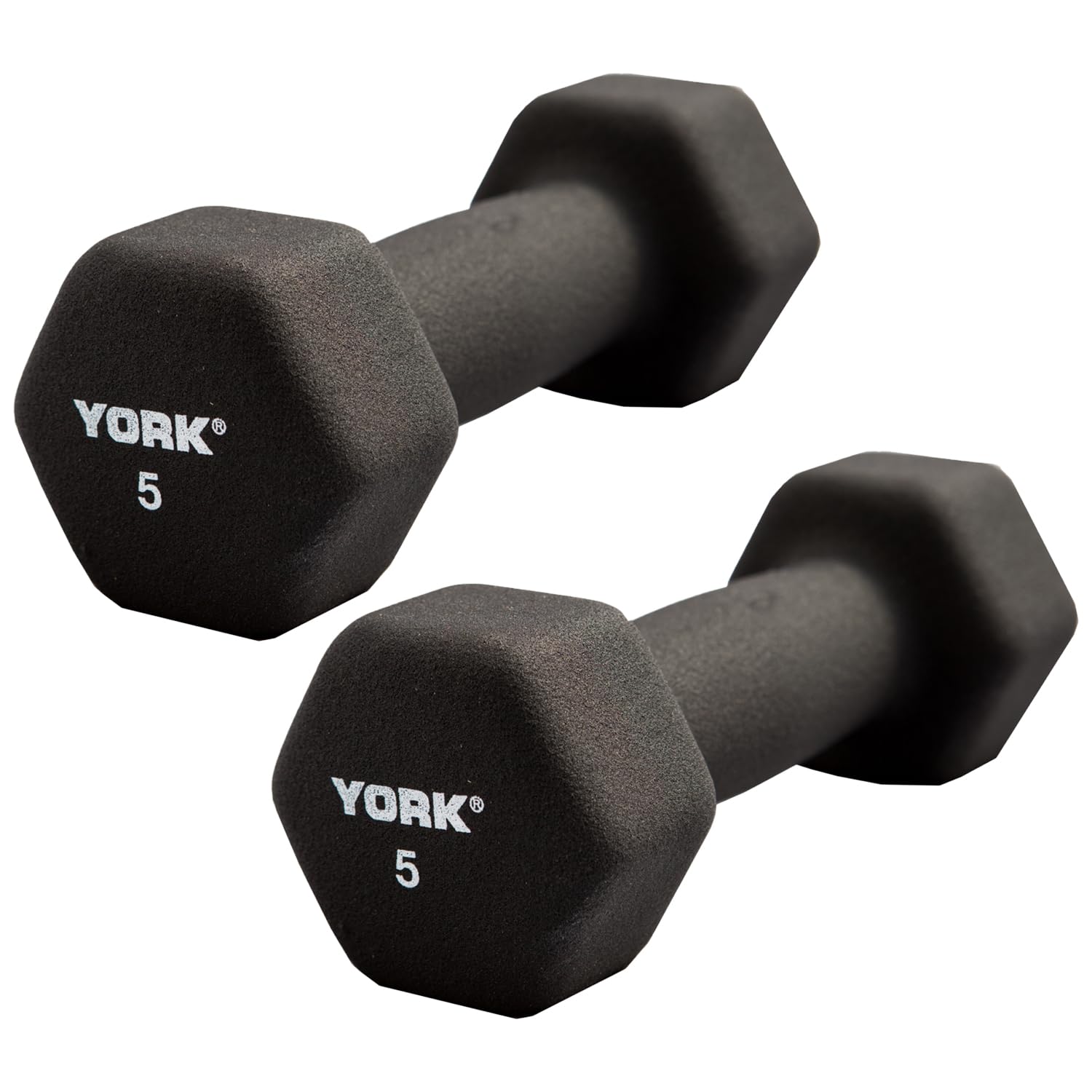 Neoprene Hex Dumbbells 5lb (Pair) Cast Ergo Handle &ndash; Black