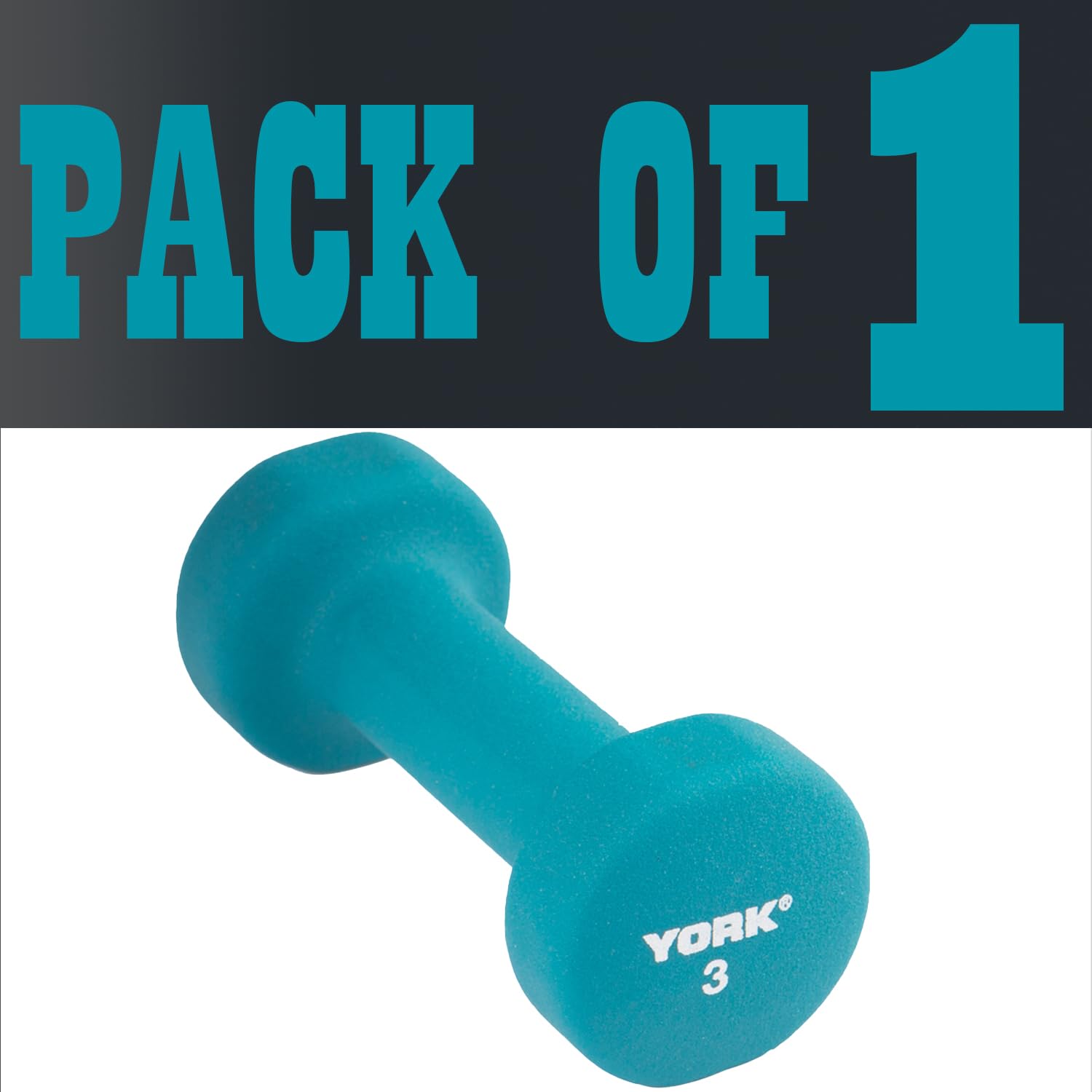 New York Neoprene Fitbell Dumbbell 3 lb (Single) | Teal Anti-Slip Anti-Roll Hand Weight York Freeweight