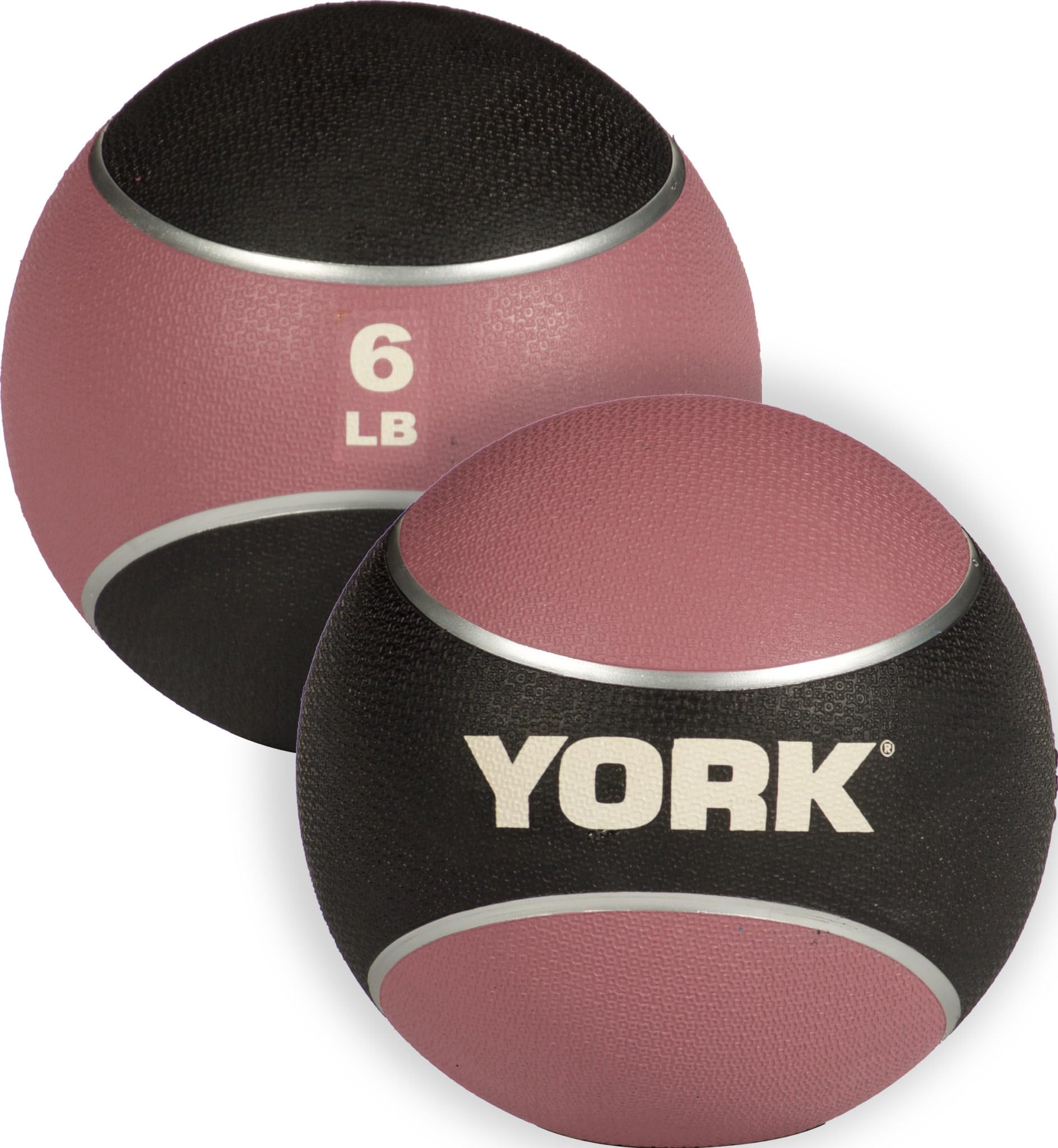 6 lb Two-Tone Medicine Ball | Pink Non-Slip Rubber, Dual Texture Grip