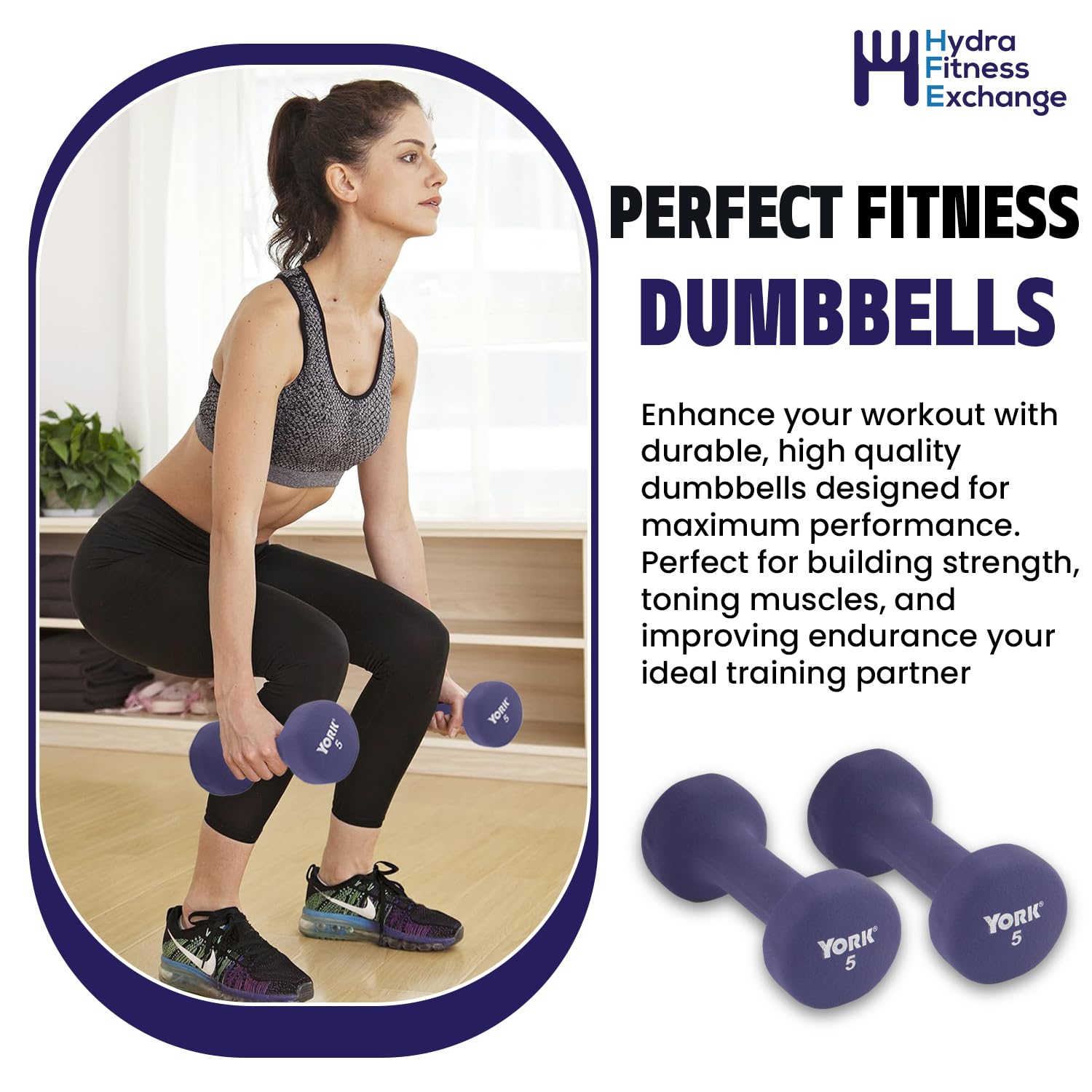 New York Barbell 5LB Neoprene Dumbbells (Pair), Anti-Slip Anti-Roll Fitbell Weights &ndash; Purple York Freeweight