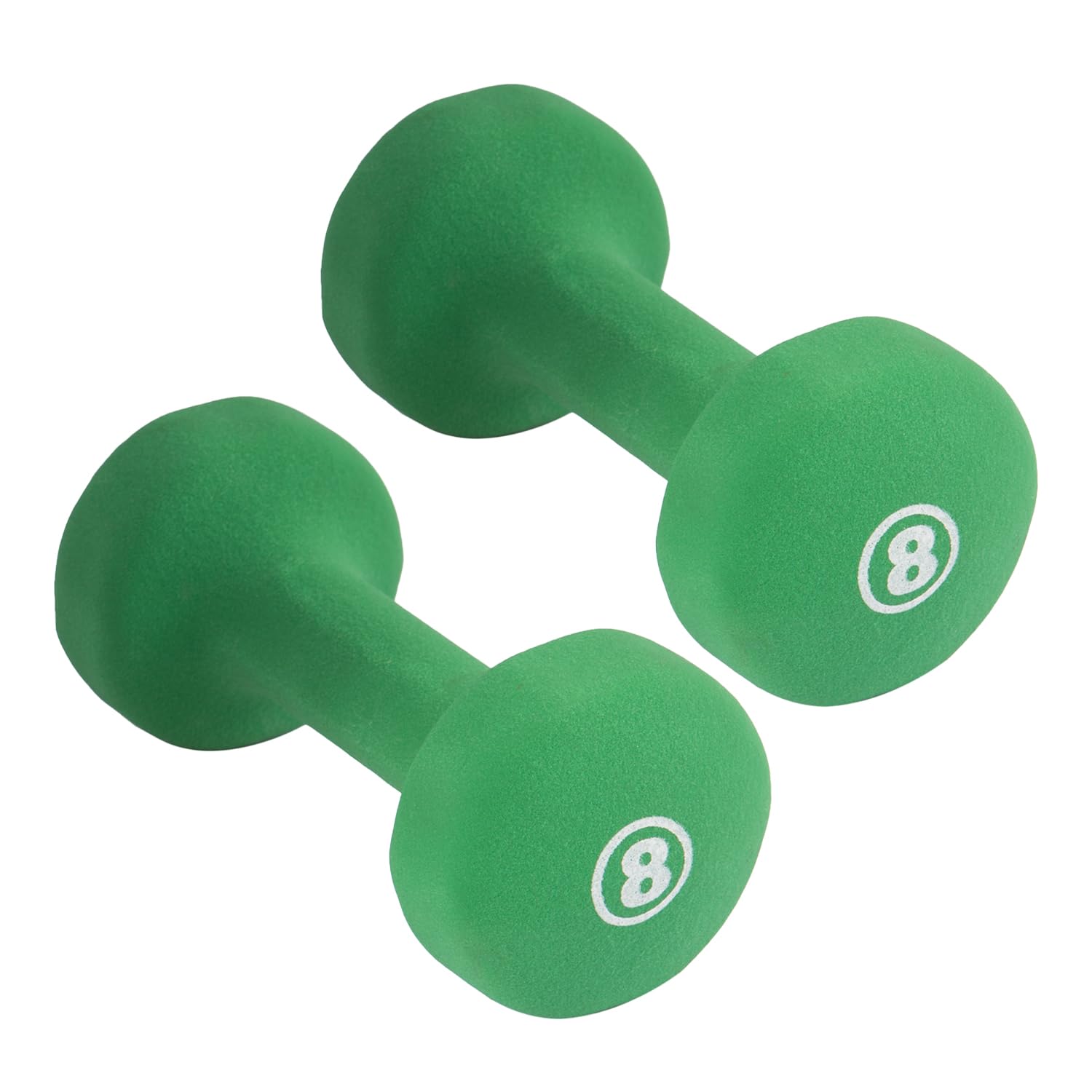 Barbell 8LB Neoprene Dumbbells (Pair), Anti-Slip Anti-Roll Fitbell Weights &ndash; Green