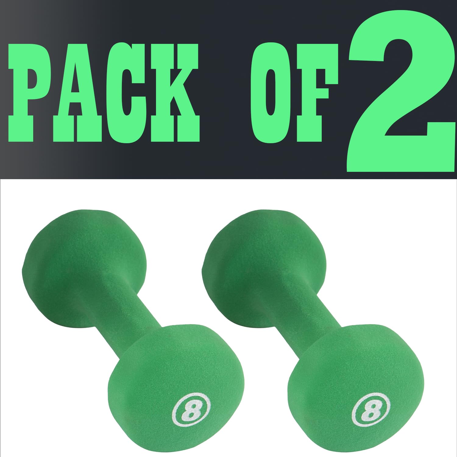 New York Barbell 8LB Neoprene Dumbbells (Pair), Anti-Slip Anti-Roll Fitbell Weights &ndash; Green York Freeweight