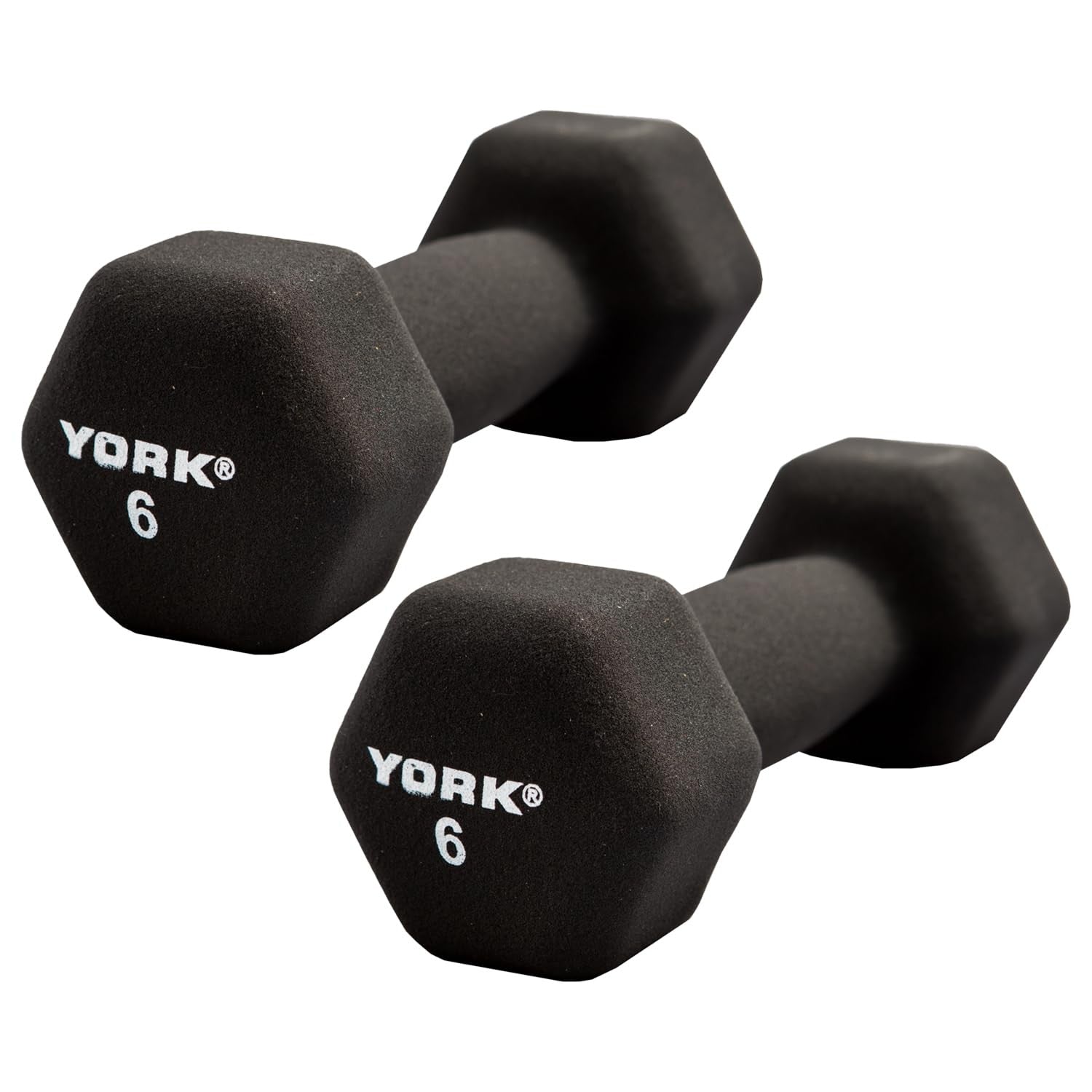 Neoprene Hex Dumbbells 6lb Pair (Ergo Handle) Black