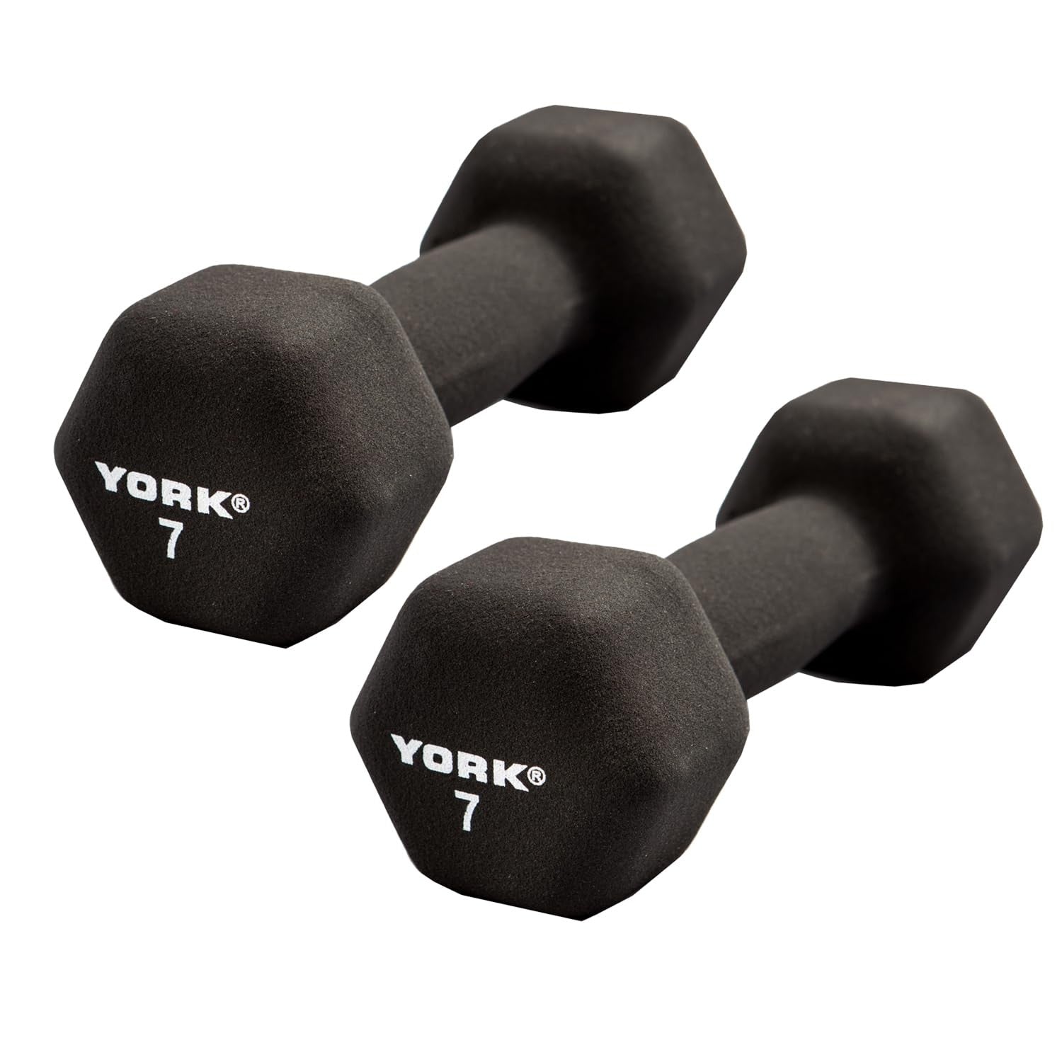 Neoprene Hex Dumbbells 7lb Pair (Ergo Handle) Black