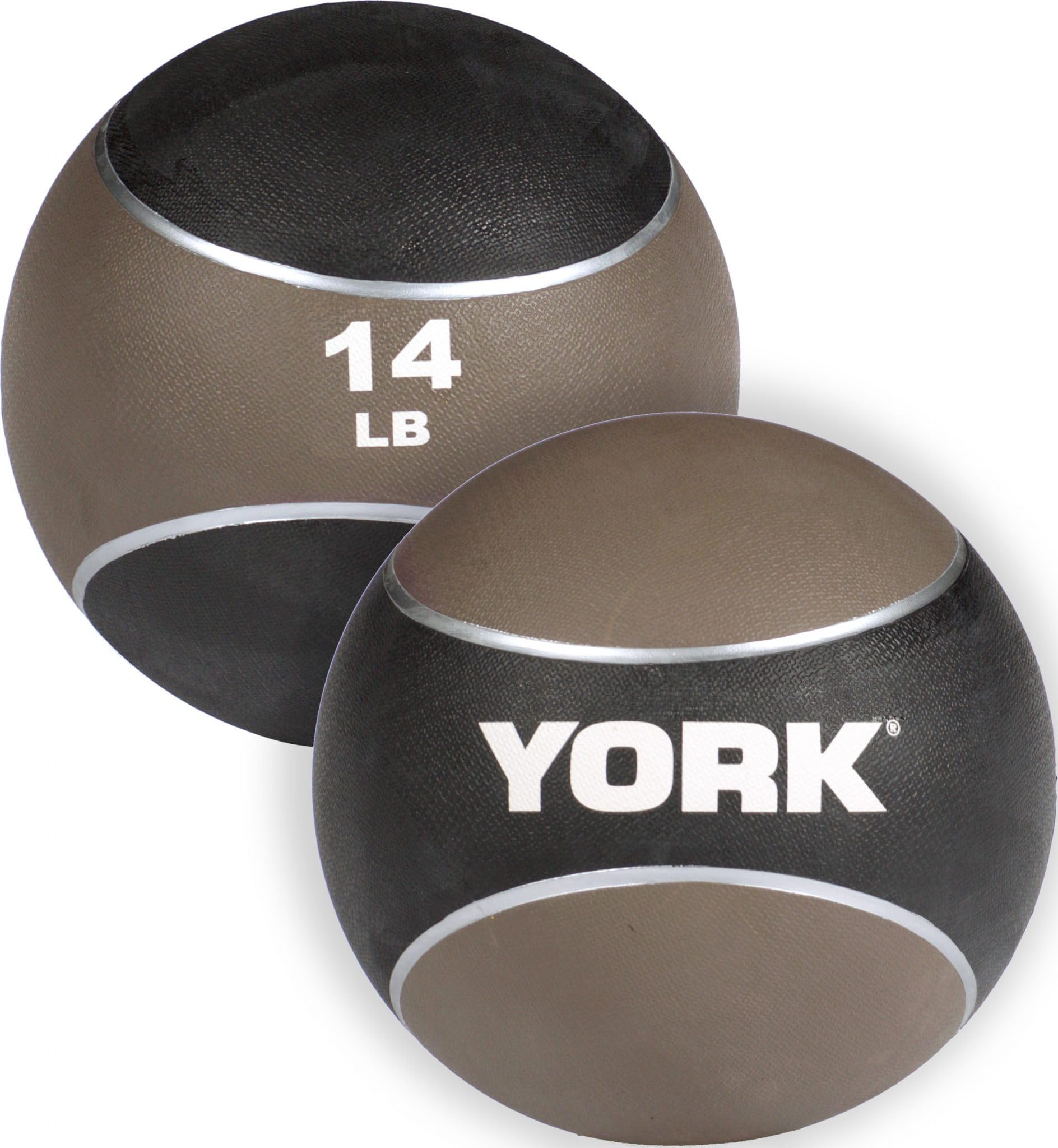 14lb 2-Tone Medicine Ball (Brown) &ndash; Non-Slip Dual Grip