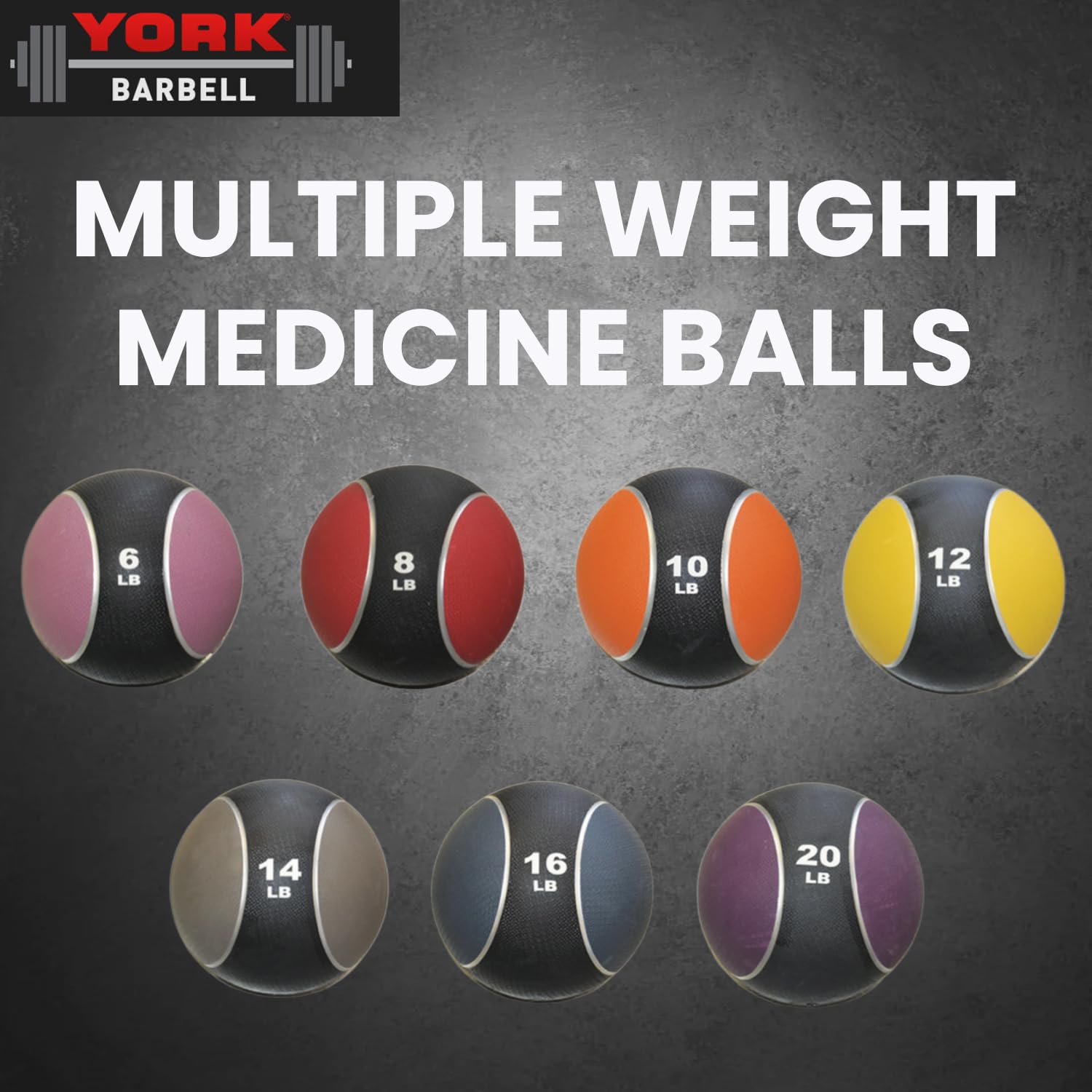New York 14lb 2-Tone Medicine Ball (Brown) &ndash; Non-Slip Dual Grip York Freeweight