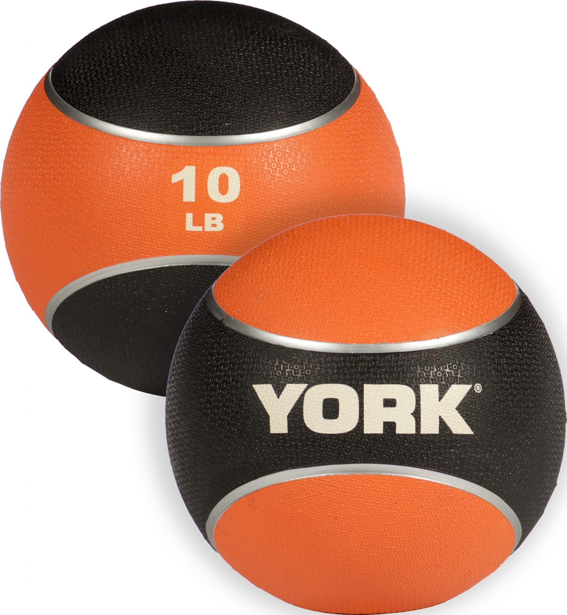 New York 10lb 2-Tone Medicine Ball (Orange) &ndash; Non-Slip Dual Grip York Freeweight