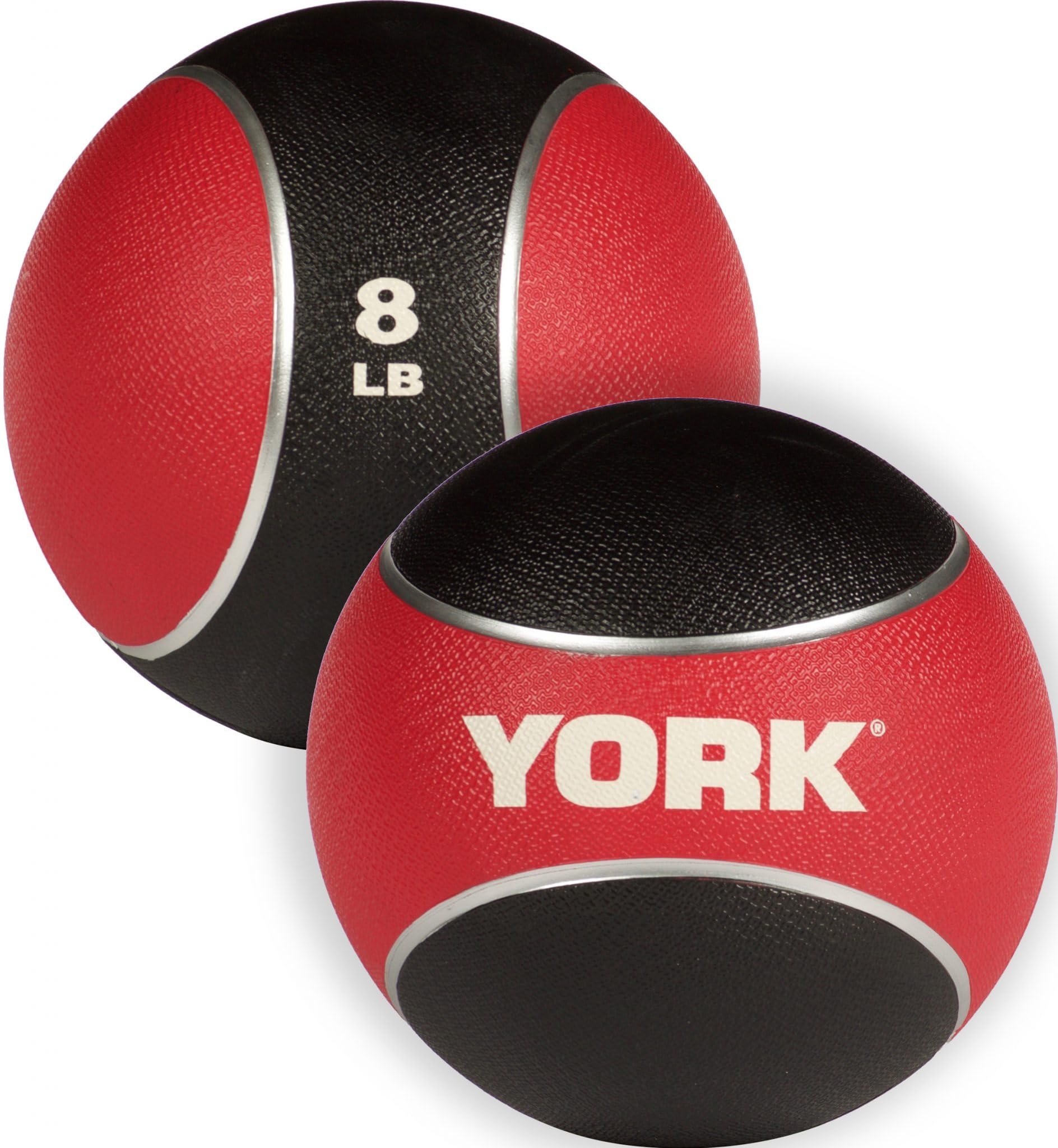 New York 8lb 2-Tone Medicine Ball (Red) &ndash; Non-Slip Dual Grip York Freeweight