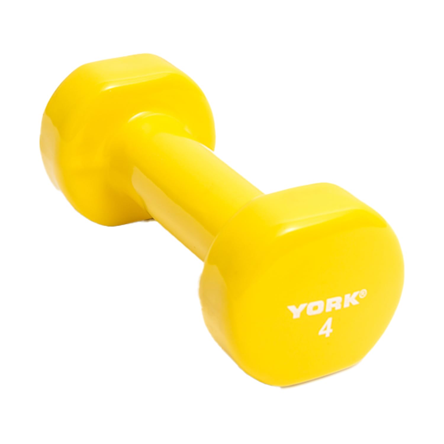 New York Barbell 4lb Vinyl Coated Fitbell Dumbbell (Yellow) | Anti-Roll, Anti-Slip York Freeweight