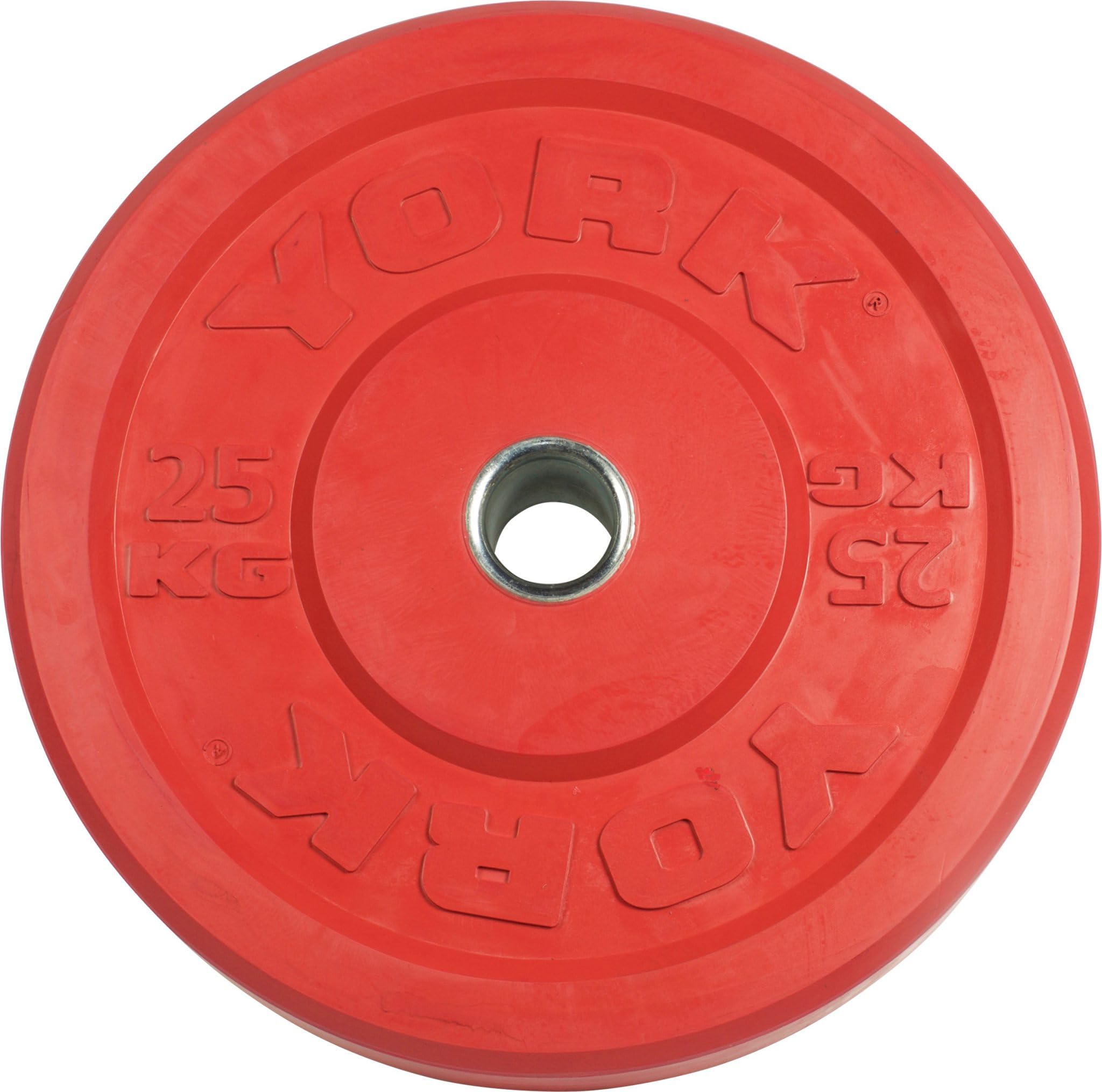 New York Barbell 25KG Red Training Bumper Plate | Rubber Olympic Weight Plate York Freeweight