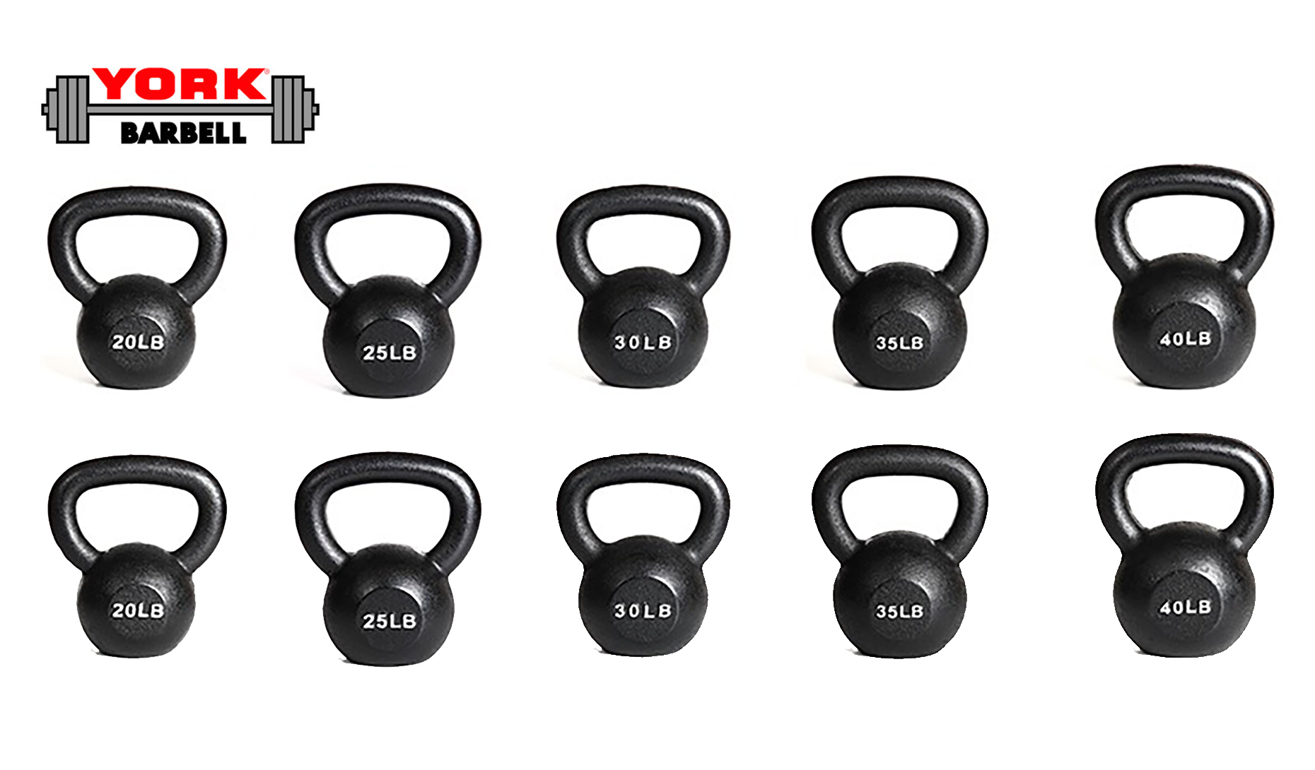 New York Heavy Kettlebell Package (20&ndash;40 lb, 10-Pack) York Freeweight