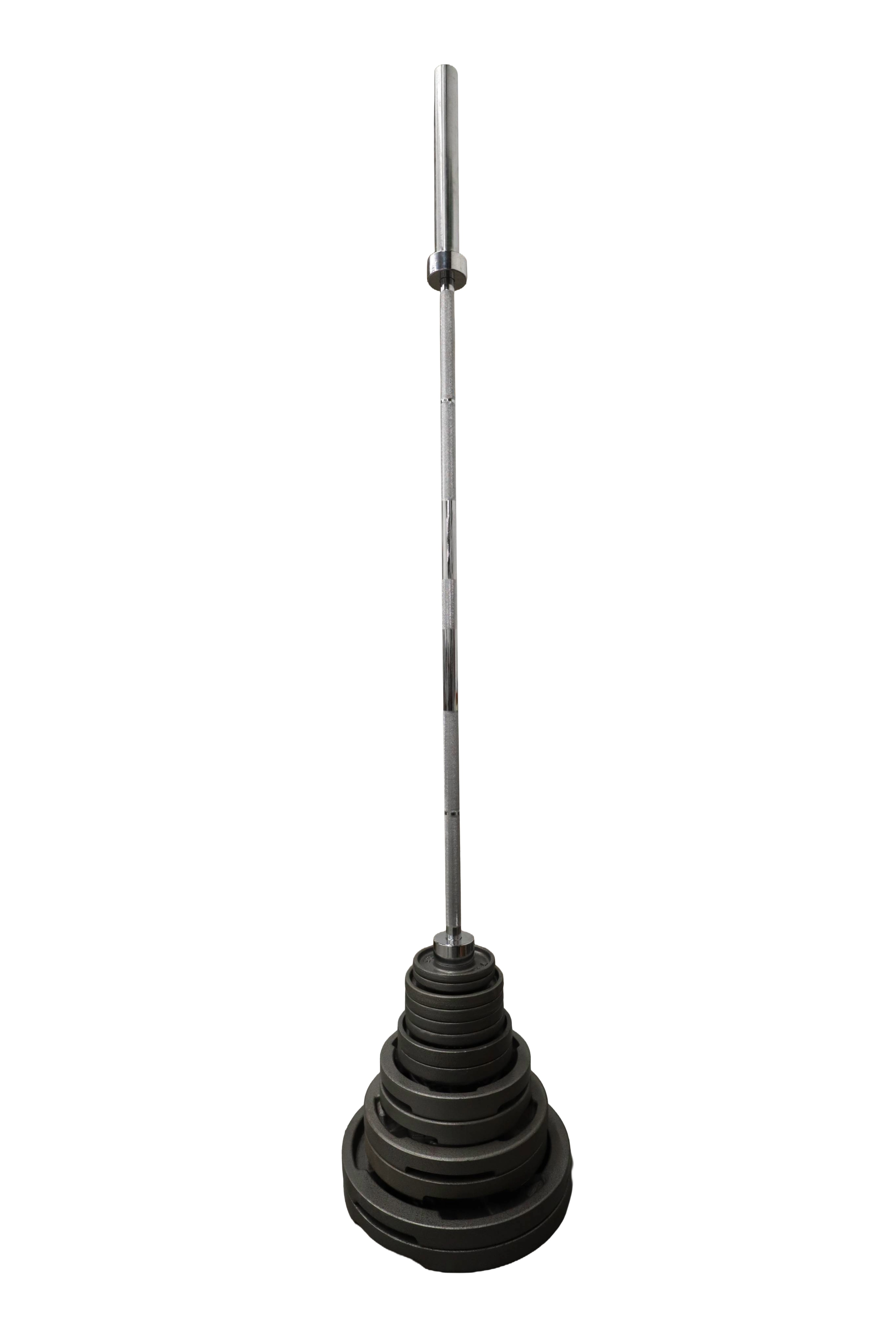 Used VTX Cast Iron Olympic Grip Plate Weight 300LB Set (Includes Barbell) Freeweights & Accessories