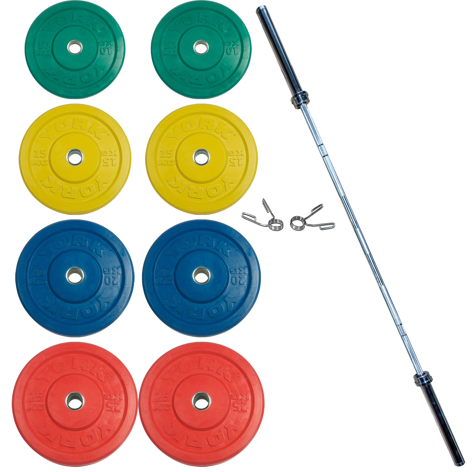 New York Color Metric Rubber Training Bumper Plate Set 160kg York Freeweight