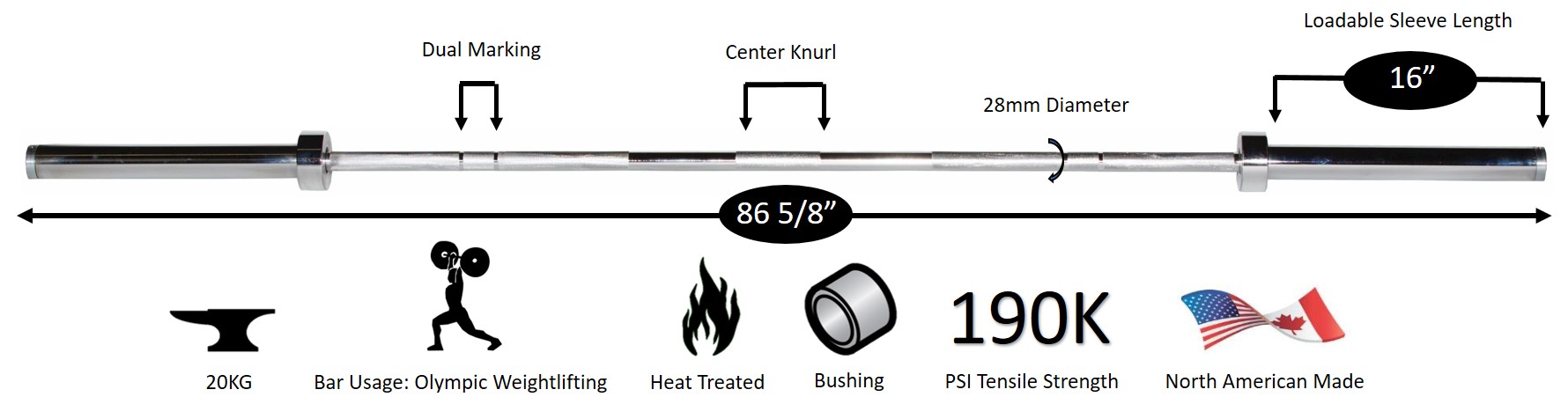 New York Men&rsquo;s Elite Olympic Training Weight Bar York Freeweight