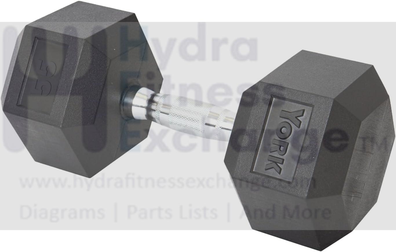 New York Rubber Hex Dumbbell 55lb York Freeweight