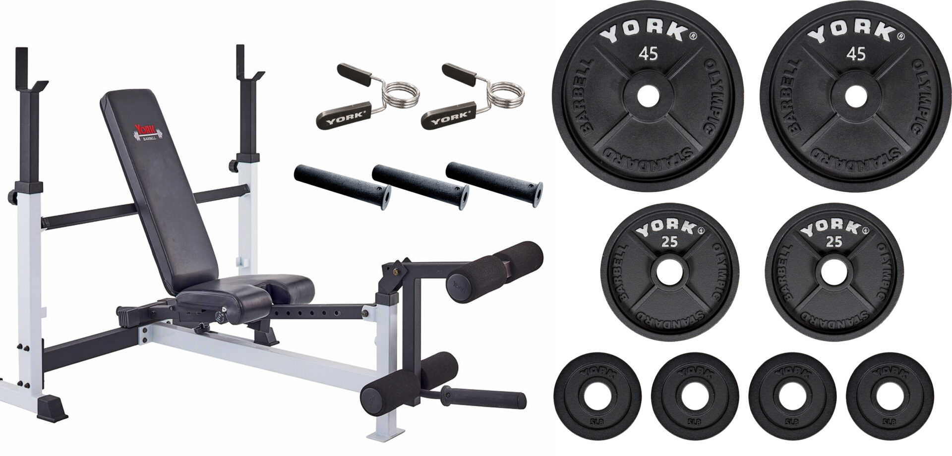 New York Step Up Olympic Bench & Weight Plate Package York Freeweight